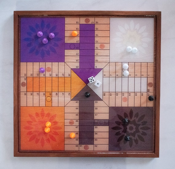 Personalized Wooden Parcheesi Board Game With Pictures - 4 Players