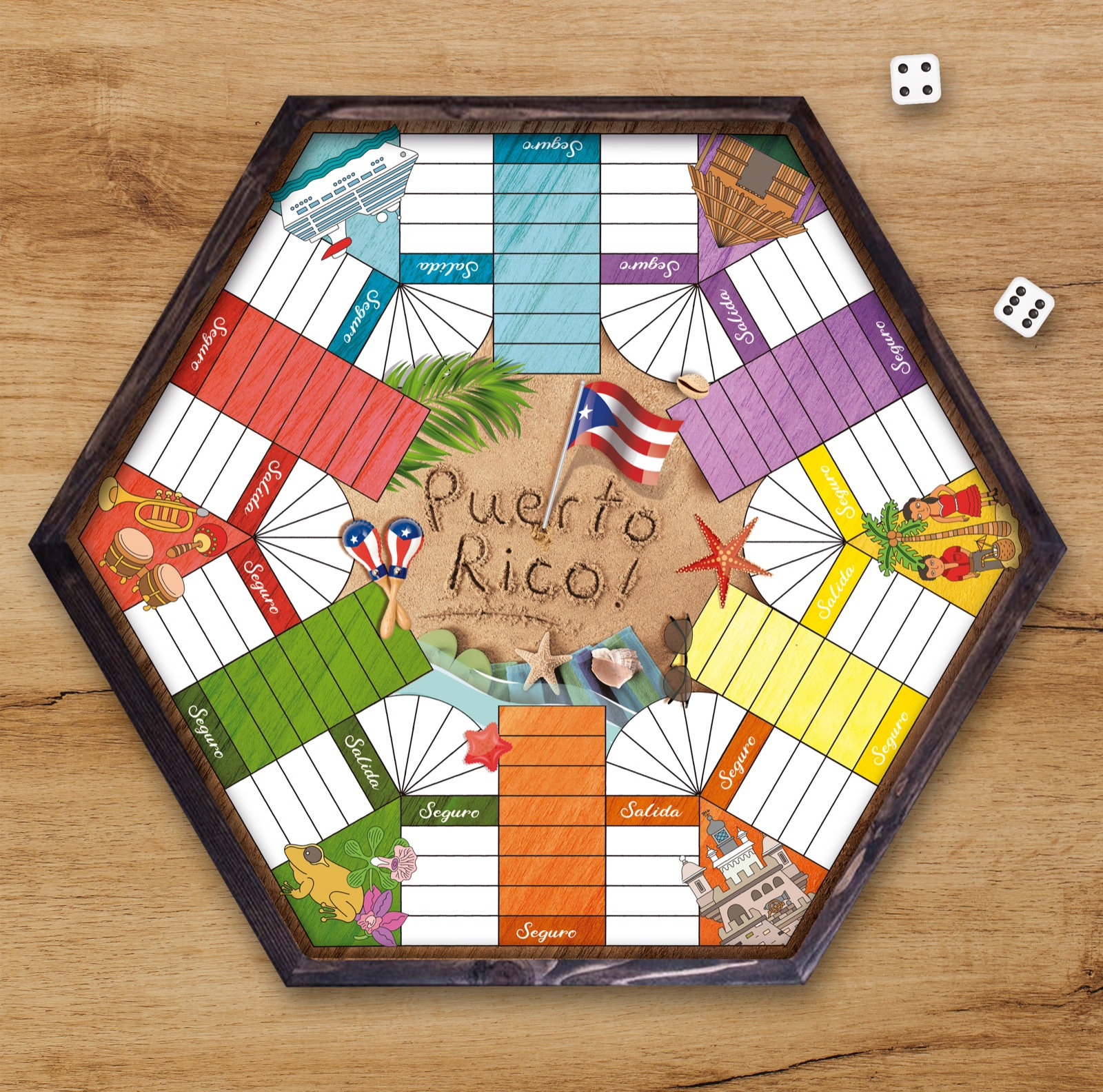 Parcheesi Board per 6 giocatori TAVOLA PORTO RICO. Realizzato a