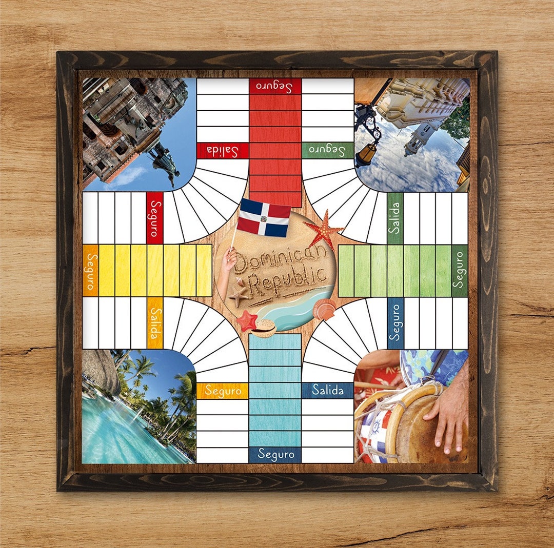 Parcheesi Board for 6 Players Dominican Republic Board. Hand 