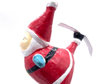 3 - スキーに乗ったサンタの装飾 - カップケーキトッパー - ツリーの下