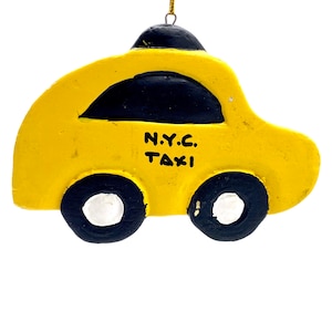 2 Hand Carved Wood New York City Taxi