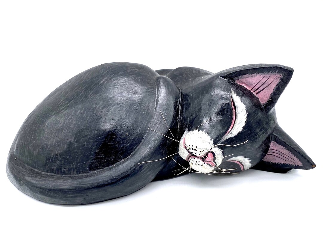 All Curled up and Sleeping Black Cat - Etsy