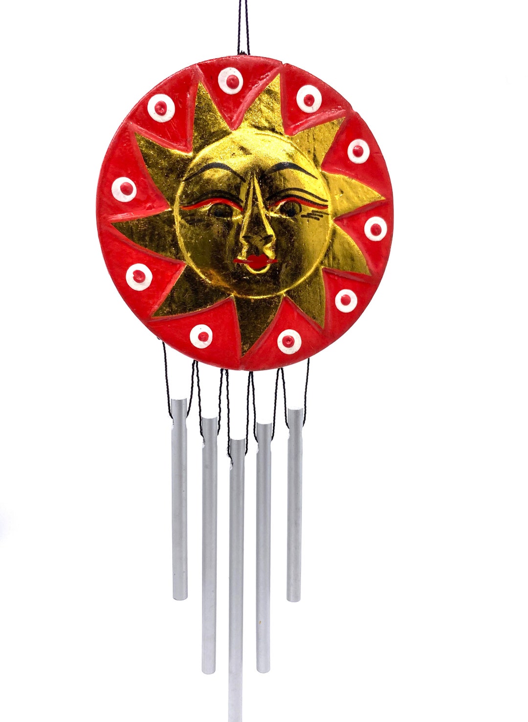 Sole rosso e luna disco Chime Ornamento dell'albero di Natale a due