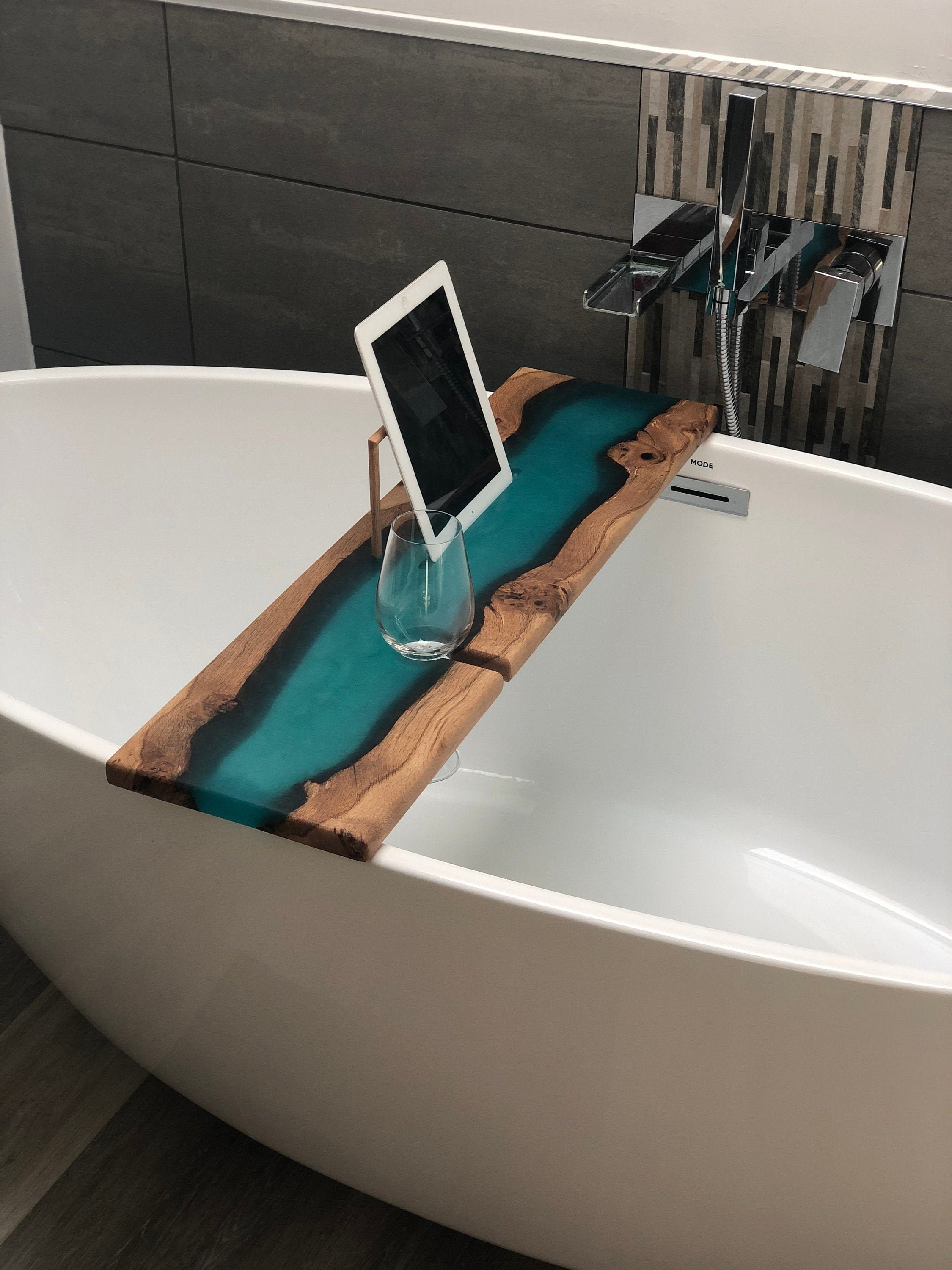 Timber Resin Bath Caddy Etsy UK