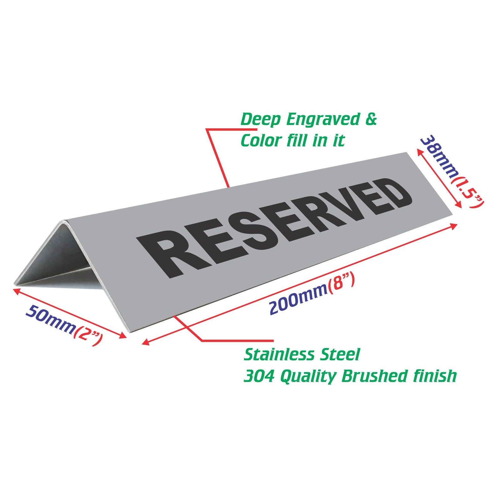 Stainless Steel Tented Event Place Free Standing RESERVED Table Top ...