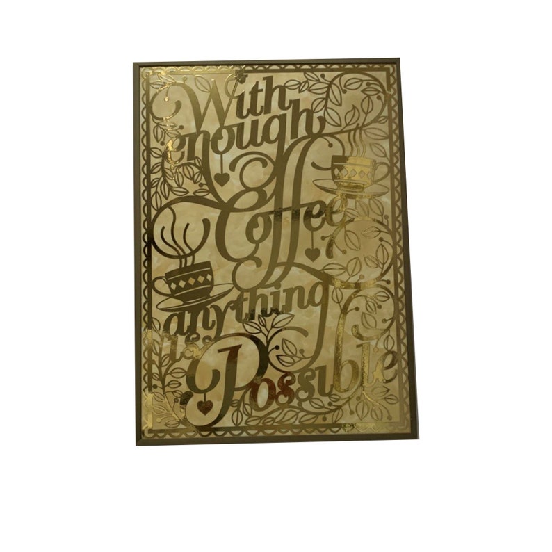 Coffee Art Frame Aluminum Bronze Frame With Marble Effects Etsy