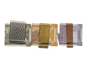 Money Clip Antimicrobial | Brass | Copper | Stainless Steel | Decorative Engraved | Etch Design