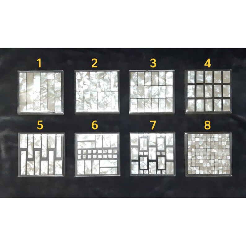 COASTER SET of 6 Mother of Pearl Laser cut Stick on Acrylic Coaster Base with Clear Lamination Glossy Coaster Tea Coaster