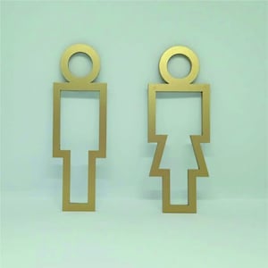 Male  | Female Acrylic Gold Brushed Finished Cut Out Toilet Symbol  Size : 6'' Height