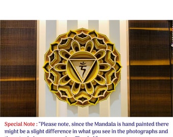 SOLAR PLEXUS CHAKRA [Manipura] Björkträ Mandala / Manipura Chakra / Mandala Träkonst / Vägghängande konst / Väggkonst