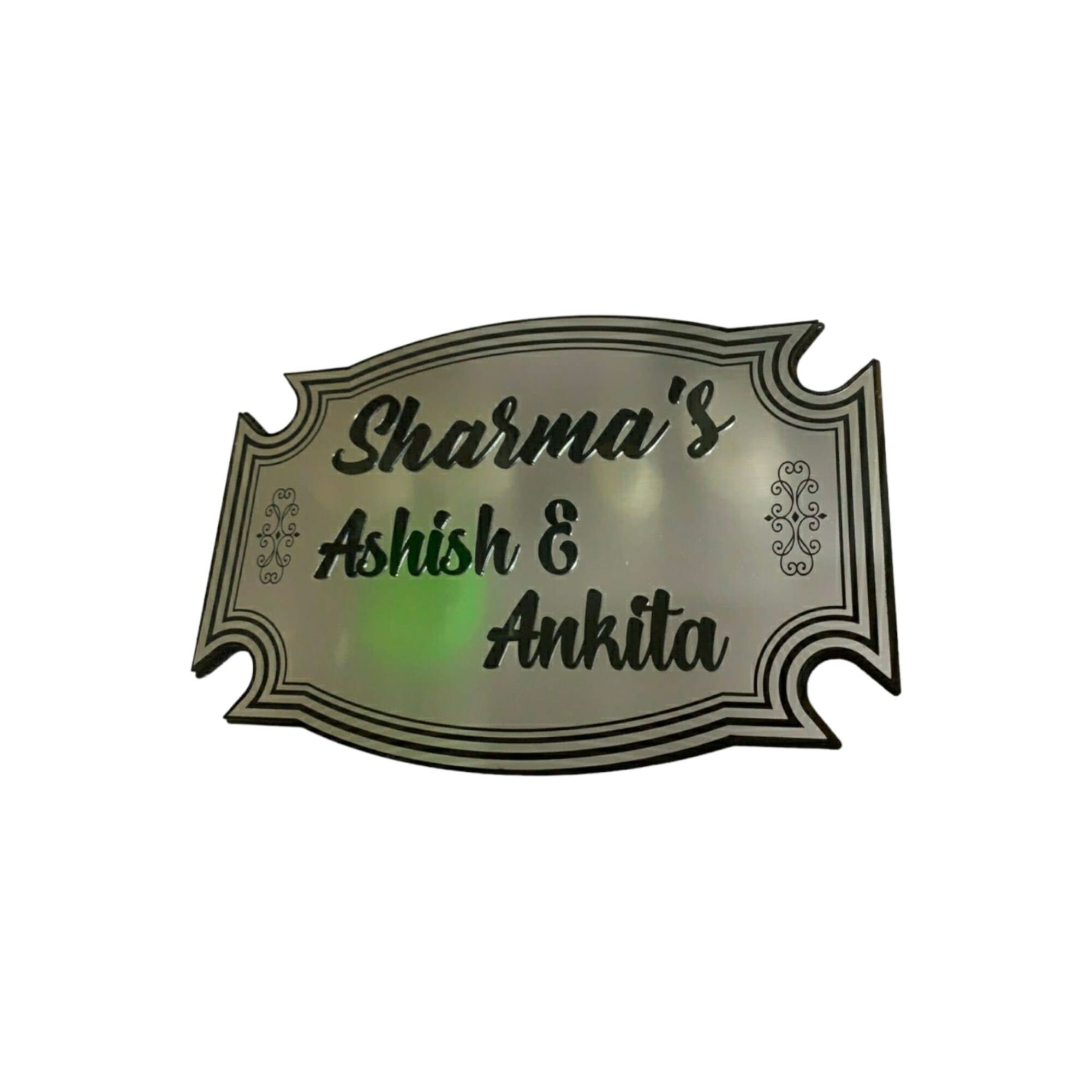 Personalized Silver Brushed Name Plate Made by Acrylic and 3D side wall Size : 26cm x 29cm