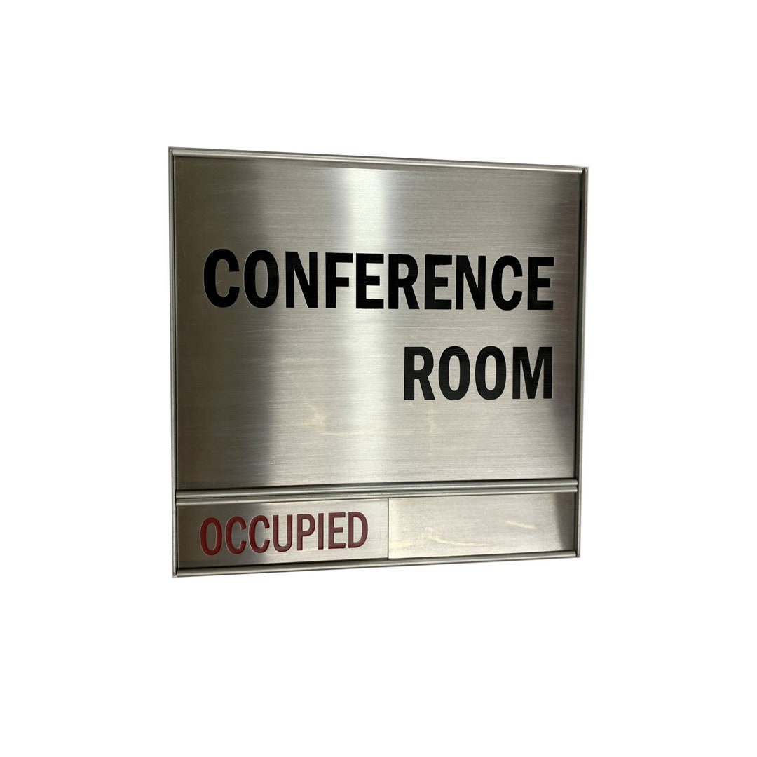 Conference Room AVAILABLE / OCCUPIED Slider Door Nameplate Silver ...