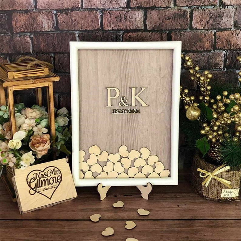 Laser Cut Wedding Guest Book Drop Box With Hearts for 4 mm Etsy