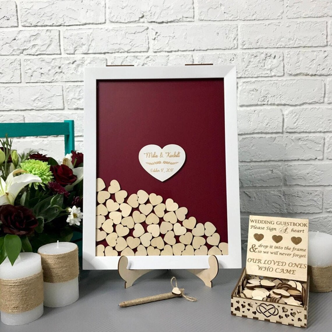 Laser Cut Wedding Guest Book Drop Box With Hearts for 4 mm Etsy