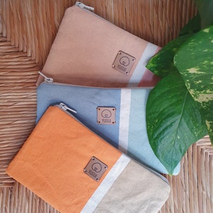 Sky Blue Cotton Pouch, Zip Pouch Bag, Pencil Pouch Bag, Cosmetic Pouch, Makeup Bag, Pouch Bag, Pencil Bag, Ecofriendly Gift, Pencil Case image 7