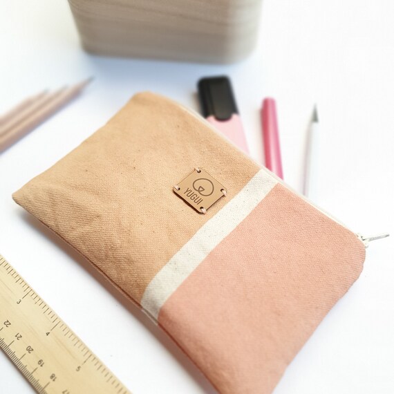 Sky Blue Cotton Pouch, Zip Pouch Bag, Pencil Pouch Bag, Cosmetic Pouch, Makeup Bag, Pouch Bag, Pencil Bag, Ecofriendly Gift, Pencil Case