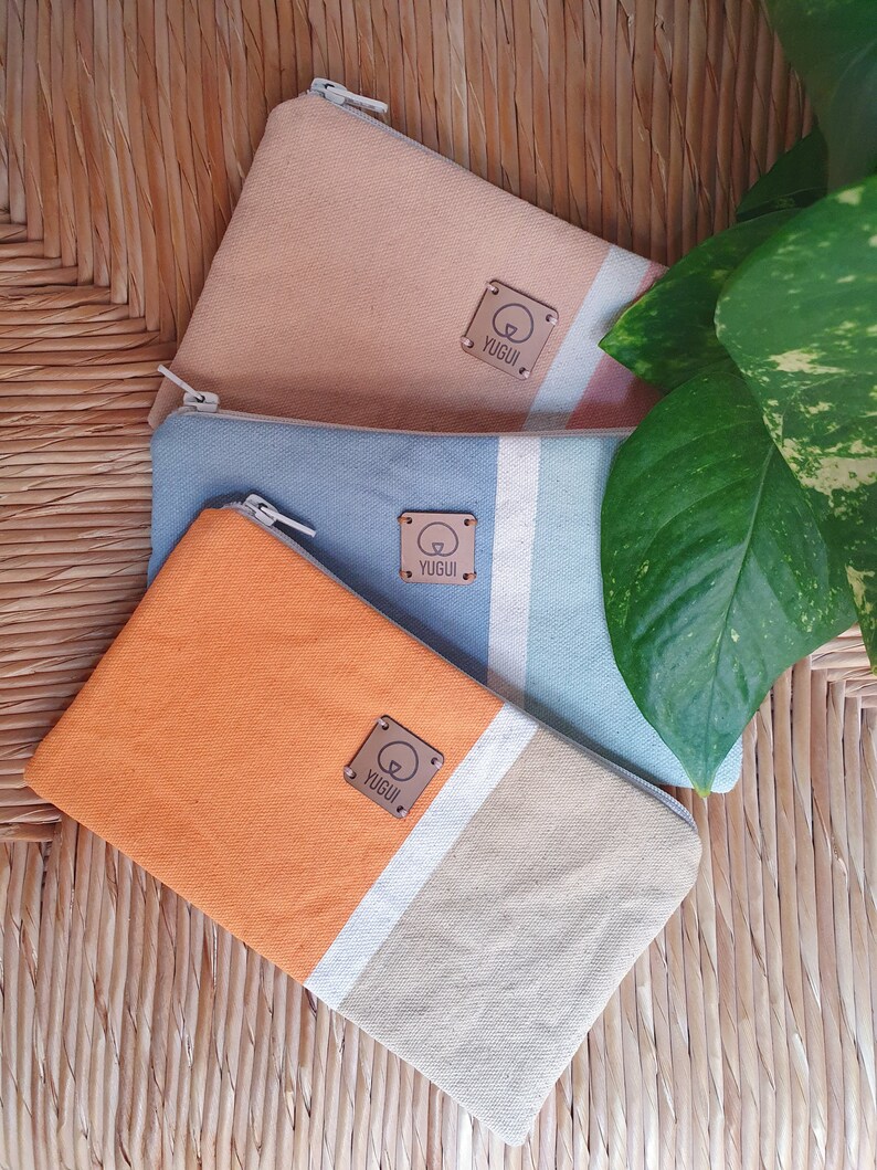Sky Blue Cotton Pouch, Zip Pouch Bag, Pencil Pouch Bag, Cosmetic Pouch, Makeup Bag, Pouch Bag, Pencil Bag, Ecofriendly Gift, Pencil Case image 7