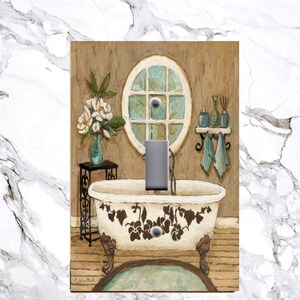 Cubierta de placa de interruptor de luz eléctrica - Americana Country Bath Tub 2 - Salida de placas de interruptor - ¡Tornillos a juego! ¡Gran idea de regalo!