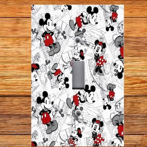 Electric Light Switch Plate Cover - Retro Disney Mickey Mouse - Switch Plates Outlet Cover - Matching Screws! Great Gift Idea!