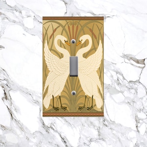 Vintage Art Nouveau Swans GOLD Home Decor Electric Light Switch Plate Cover Switchplates Wallplates Outlets Decor Great Gift Idea!