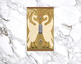 Vintage Art Nouveau Swans GOLD Home Decor Electric Light Switch Plate Cover Switchplates Wallplates Outlets Decor Great Gift Idea!