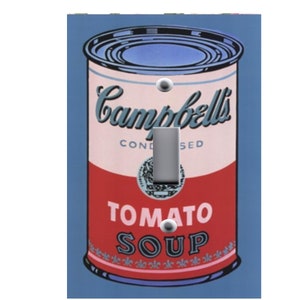 Electric Light Switch Plate Cover - Warhol Campbells Tomato Soup Can - Switch Plates Outlet Cover - Matching Screws! Great Gift Idea!