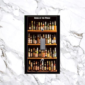 Electric Light Switch Plate Cover - Man Cave Beers of the World - Switch Plates Outlet - Matching Screws! Great Gift Idea!