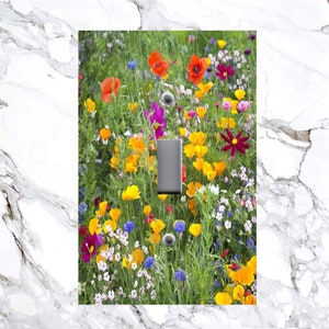 Electric Light Switch Plate Cover -  Floral Decor Wildflowers 1 - Switchplates Wallplates Outlet - Matching Screws! Great Gift Idea!