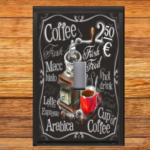 Coffee Espresso Blackboard Image on Light Switch Plate Cover - Light Switch & Outlet Covers
