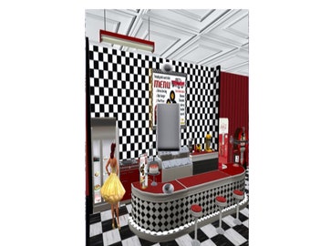 Electric Light Switch Plate Cover - Vintage 50s Diner Red Black Check  - Switch Plates Outlet Cover - Matching Screws! Great Gift Idea!