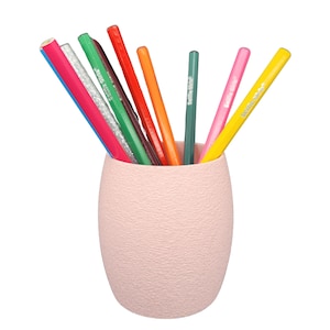 Portapenne rotondo - Rosa pastello - Materiale durevole - Accessorio per ufficio - Portapenne - Un tocco di originalità al tuo spazio di lavoro