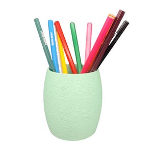 Portapenne rotondo - Verde pastello - Materiale durevole - Accessorio per ufficio - Portapenne - Un tocco di originalità al tuo spazio di lavoro