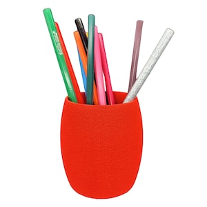 Portapenne rotondo - Rosso - Materiale durevole - Accessorio per ufficio - Portapenne - Un tocco di originalità al tuo spazio di lavoro