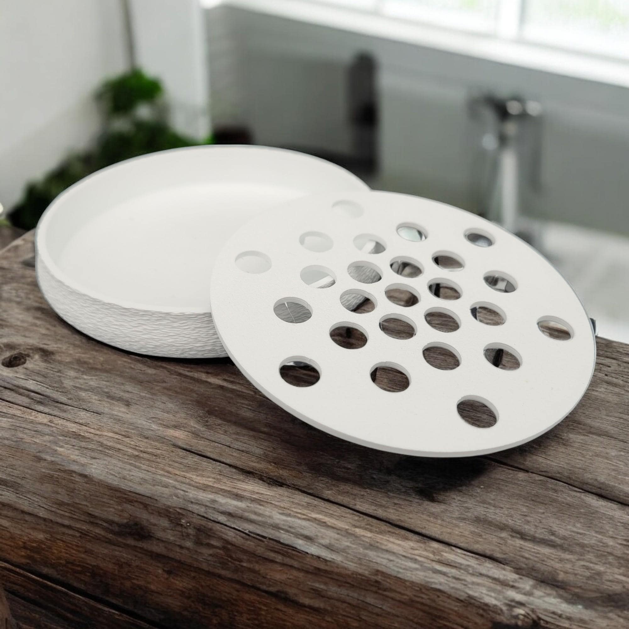 Porte-savon Rond Biosourcé - Fabriqué En France, Grille Amovible, Design Ventilé Pour Un Séchage Optimal