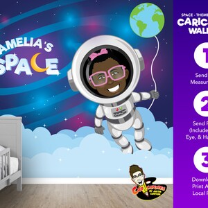 Kid&#39;s Room Caricature Mural Space Theme