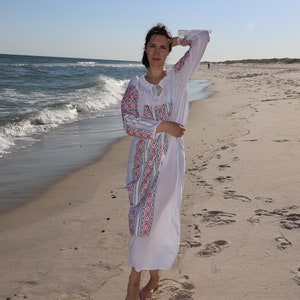 Romanian Embroidered Dress Red, Black and White