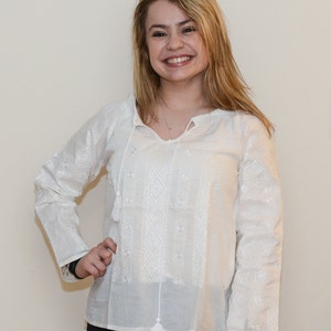 Romanian Embroidered White Blouse