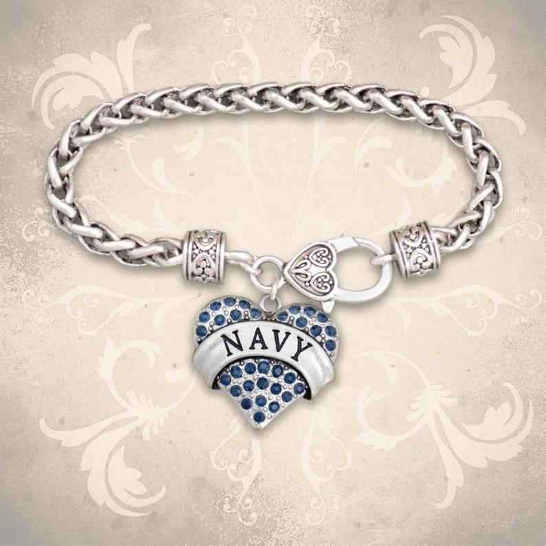 Navy Heart Braided Clasp Bracelet