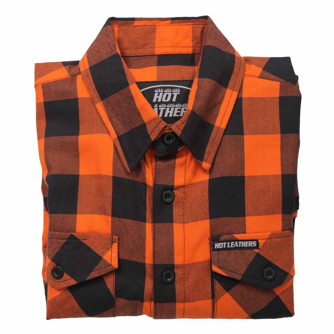 Black and Orange Long Sleeve Biker Flannel Shirt for Men Etsy