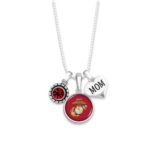 Custom U.S. Marines 3 Charm Necklace for Mom