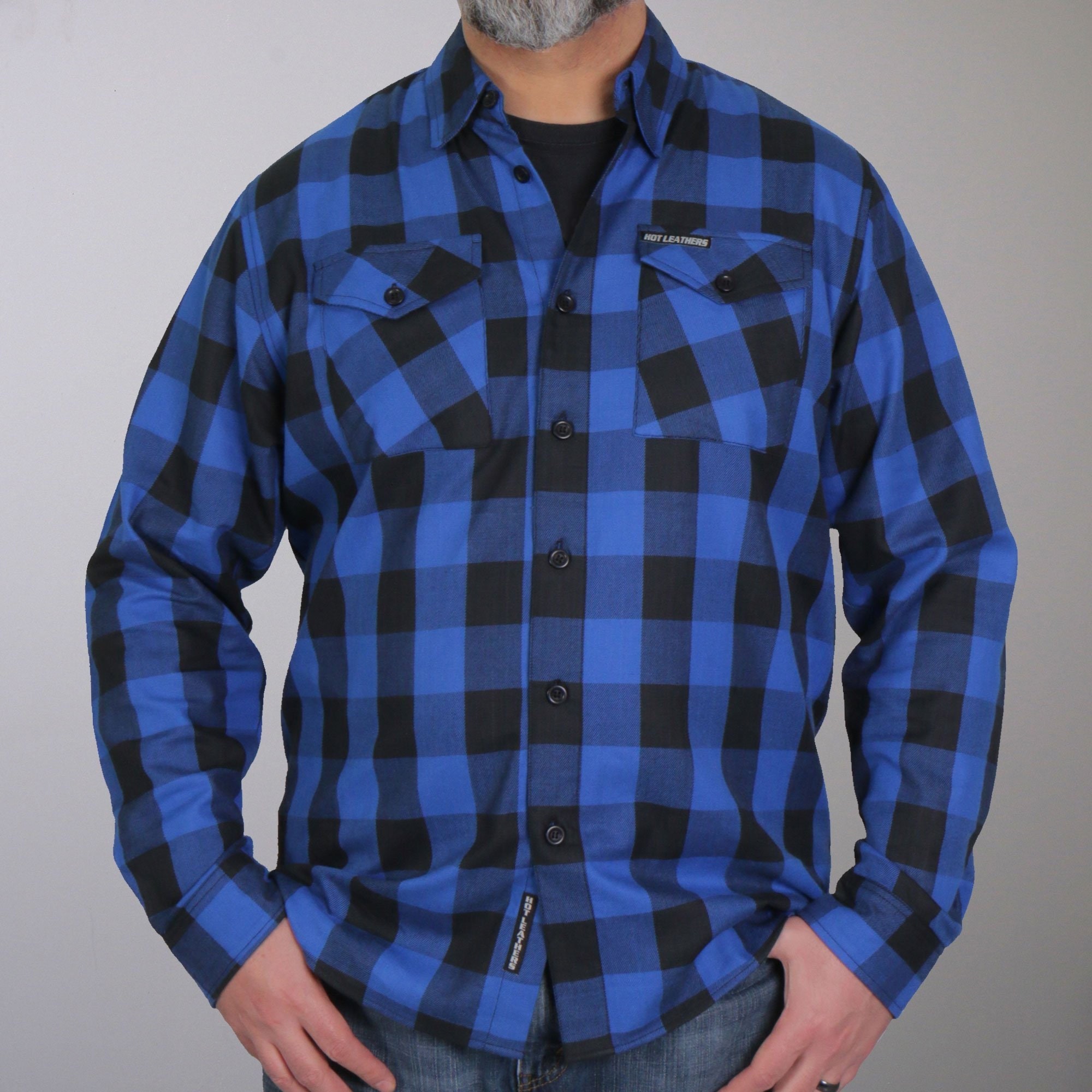 Black and Blue Long Sleeve Biker Flannel for Men Etsy.de