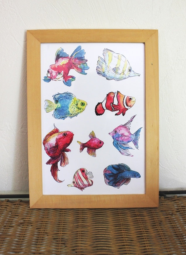 Poster Poissons Aquarelle A4