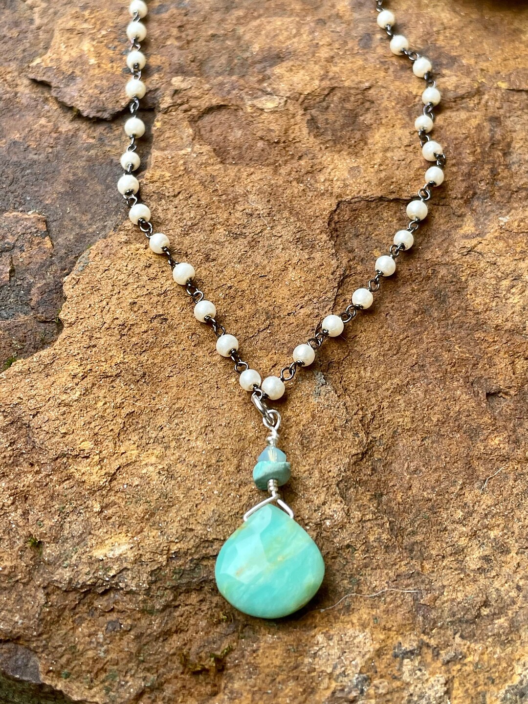 Blue Opal Teardrop Pendant