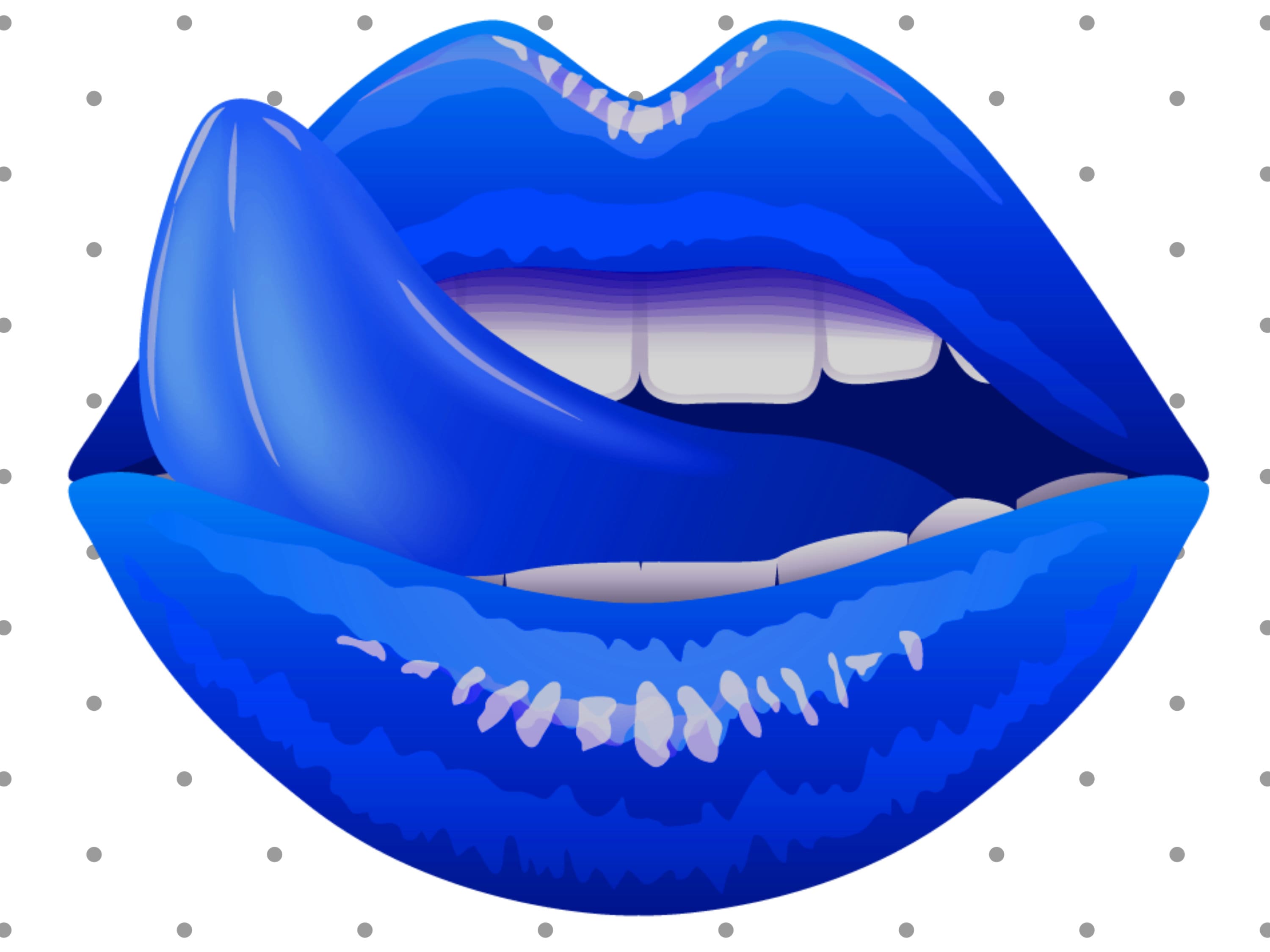 Lips Royal Blue PNGDigital LipsTongue Art LipsDripping Etsy