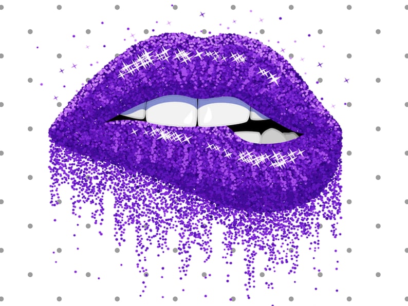 Purple Biting Lips PNG Art Lips Dripping LipsLip Print | Etsy