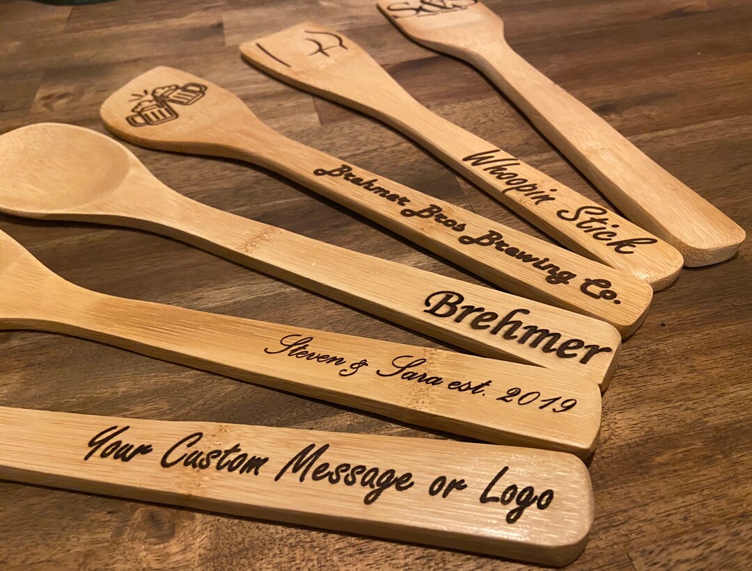 Custom Utensils Personalized Bamboo Cooking Utensils, Wooden Spoons, Custom Wooden ...