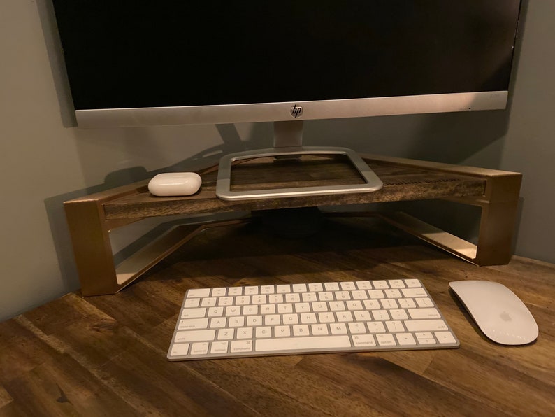 Handmade Corner Monitor Riser, Space Saver, Home Office, Wooden Desk ...