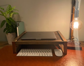 Soporte minimalista de madera para computadora portátil, soporte para computadora, organizador de oficina, organizador de escritorio, estante de escritorio, trabajo desde casa, elevador para computadora portátil, pantalla para computadora portátil