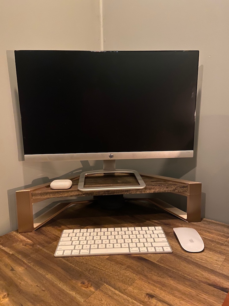 Handmade Corner Monitor Riser, Space Saver, Home Office, Wooden Desk ...