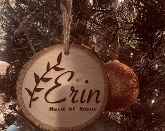 Adorno de madera personalizado para dama de honor: regalo de propuesta para la fiesta nupcial